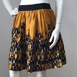 Anthro Edme & Esyllte Printed Full Skirt Mustard 4